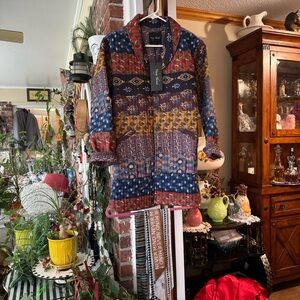 Quilted Patchwork Blazer Jacket - Multicolor